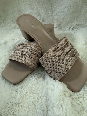 Calvin Klein Beige Braided Slide Mules